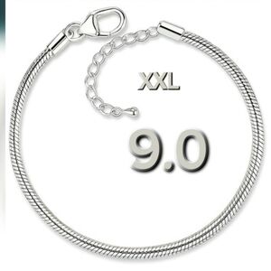 XXL 9.0 Silver Charm Bracelet Starter Bracelet Only No Charms